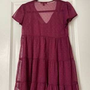 Burgundy ruffled baby doll dress